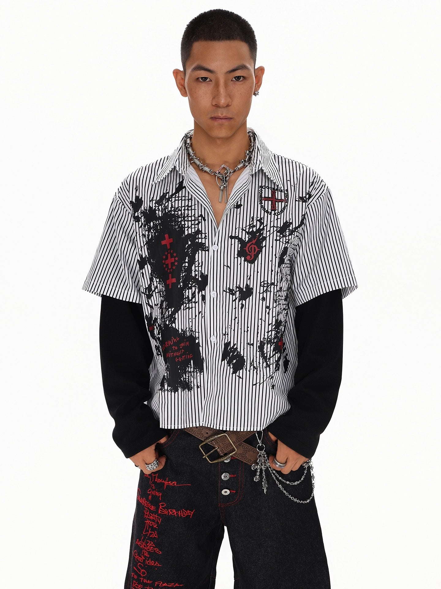 CROSSMARK STRIPED LONGSLEEVE SHIRT