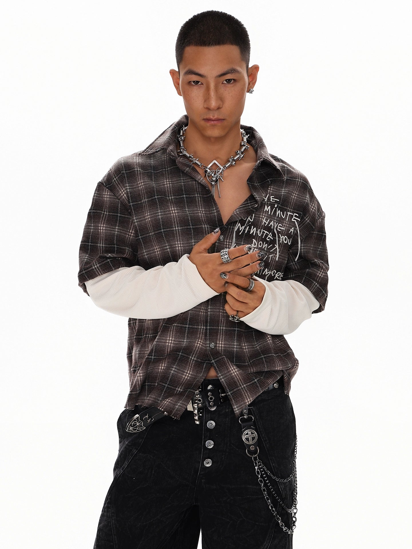 RUSTSHADE PLAID LOGSLEEVE SHIRT