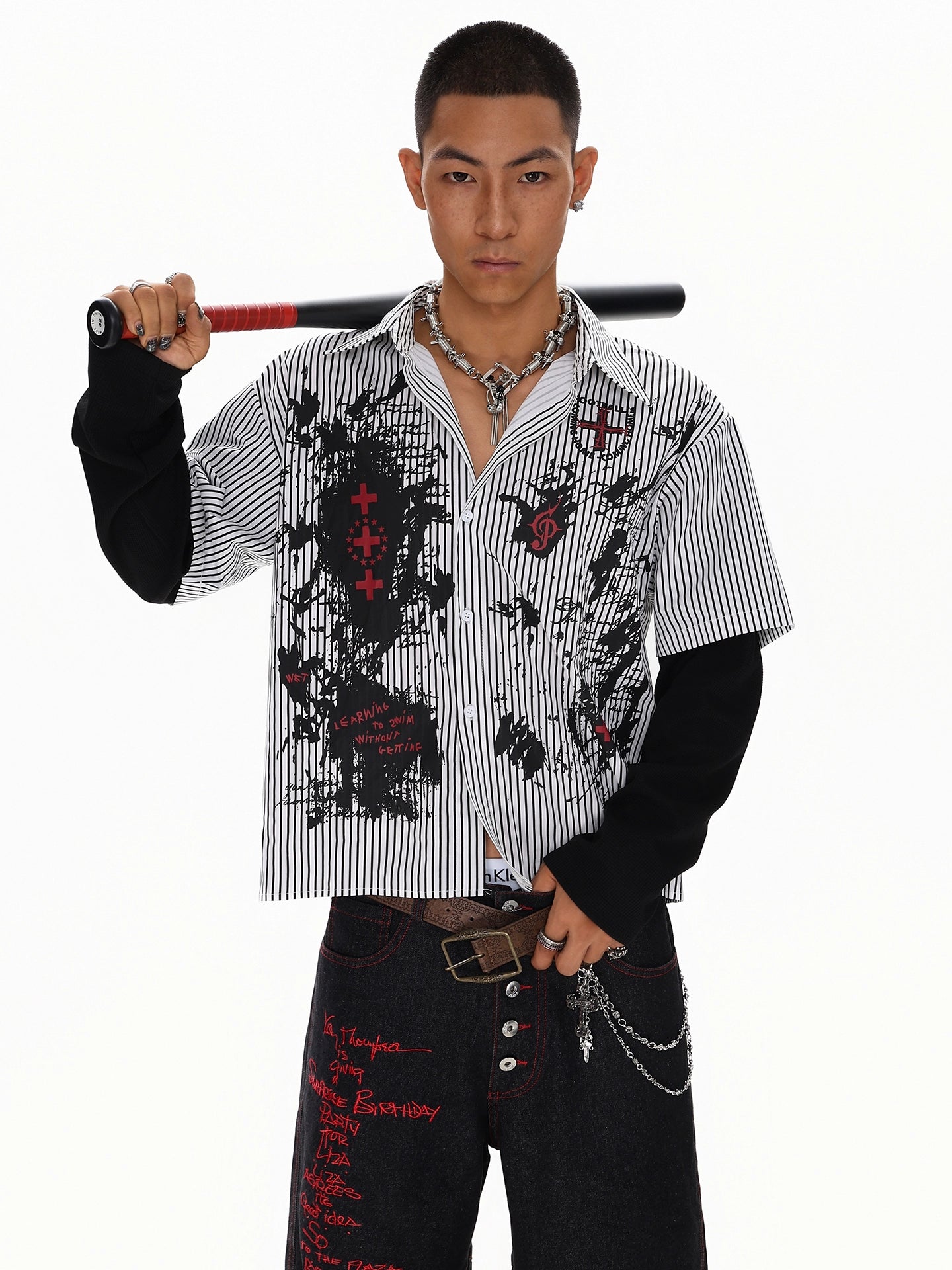 CROSSMARK STRIPED LONGSLEEVE SHIRT
