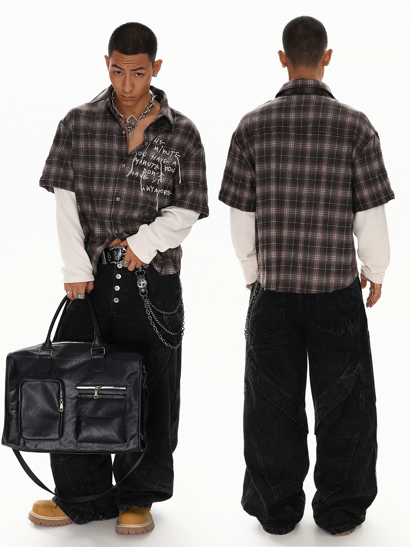 RUSTSHADE PLAID LOGSLEEVE SHIRT