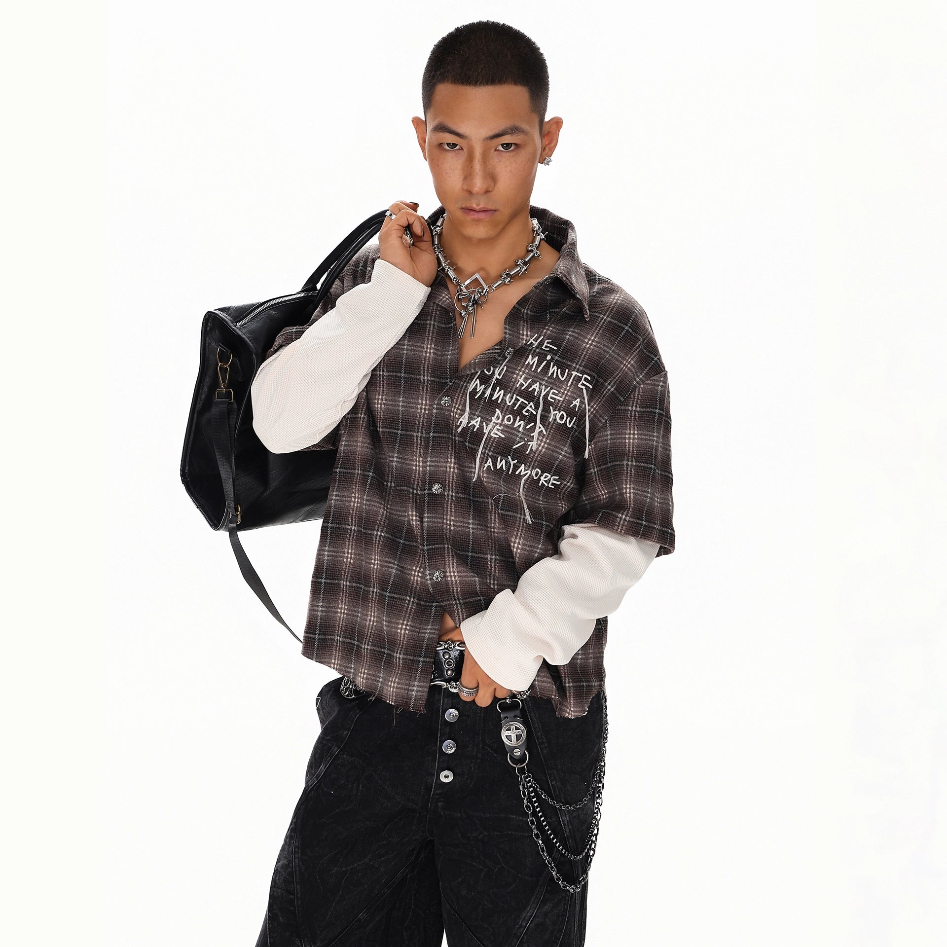 RUSTSHADE PLAID LOGSLEEVE SHIRT
