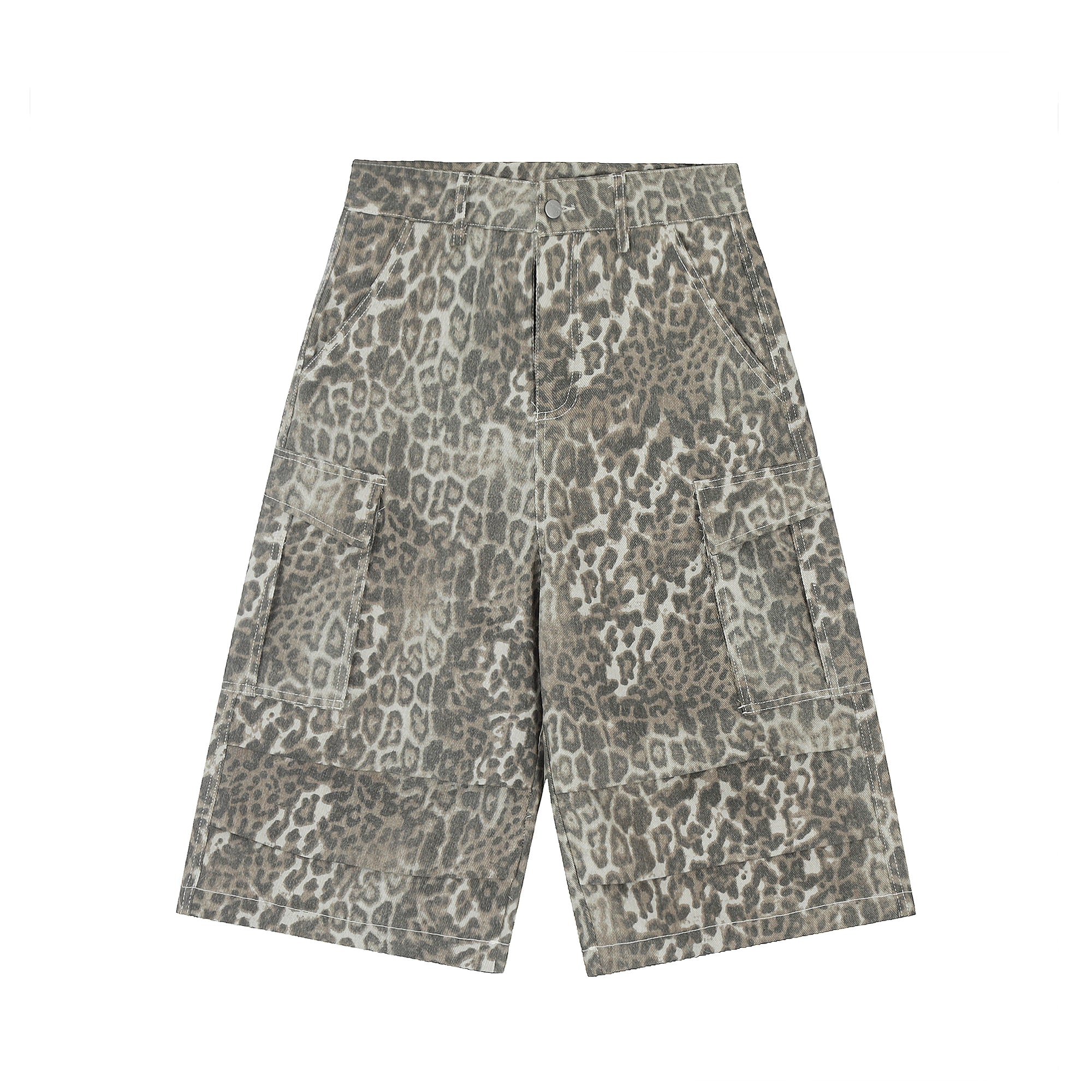 BLACKLISTS BAGGY LEOPARD CARGO SHORTS