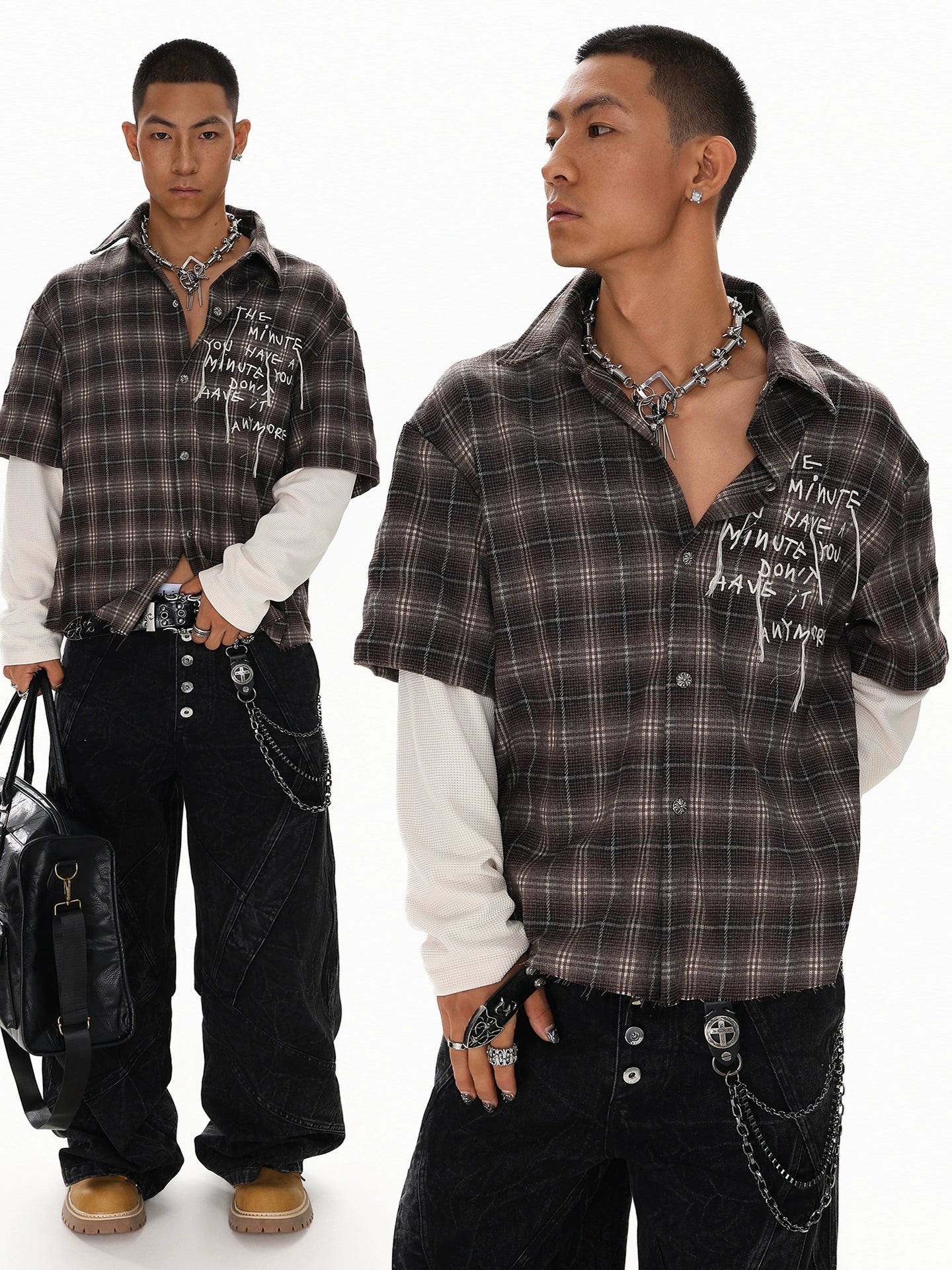 RUSTSHADE PLAID LOGSLEEVE SHIRT