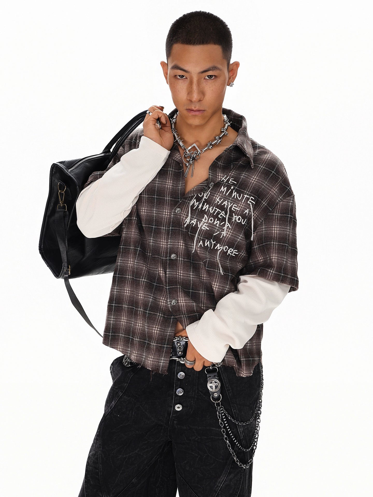 RUSTSHADE PLAID LOGSLEEVE SHIRT