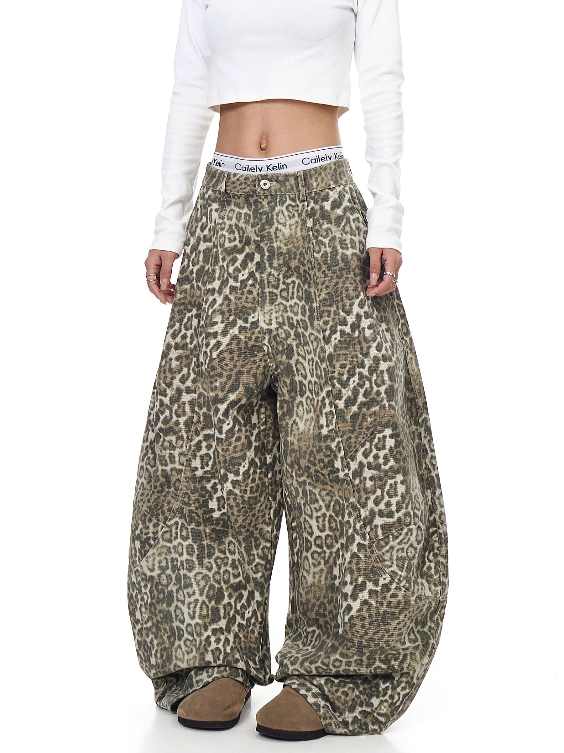 BLACKLISTS VINTAGE LEOPARD BAGGY JEANS