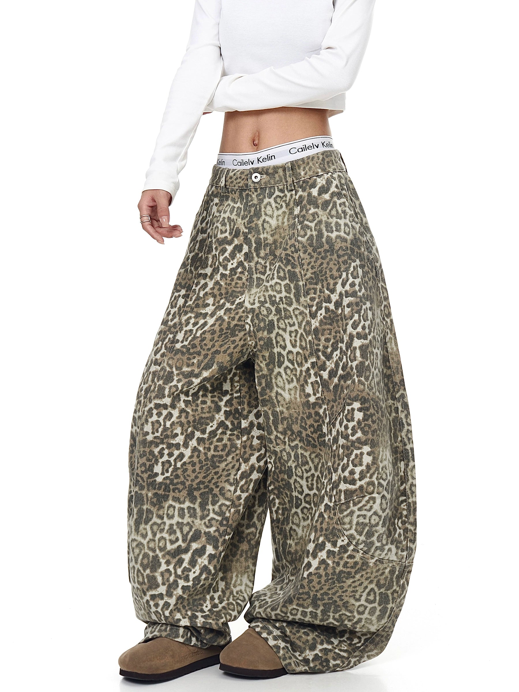 BLACKLISTS VINTAGE LEOPARD BAGGY JEANS