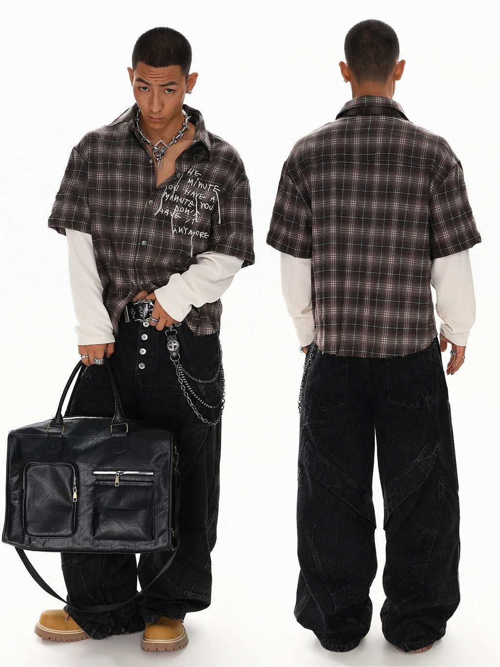 RUSTSHADE PLAID LOGSLEEVE SHIRT