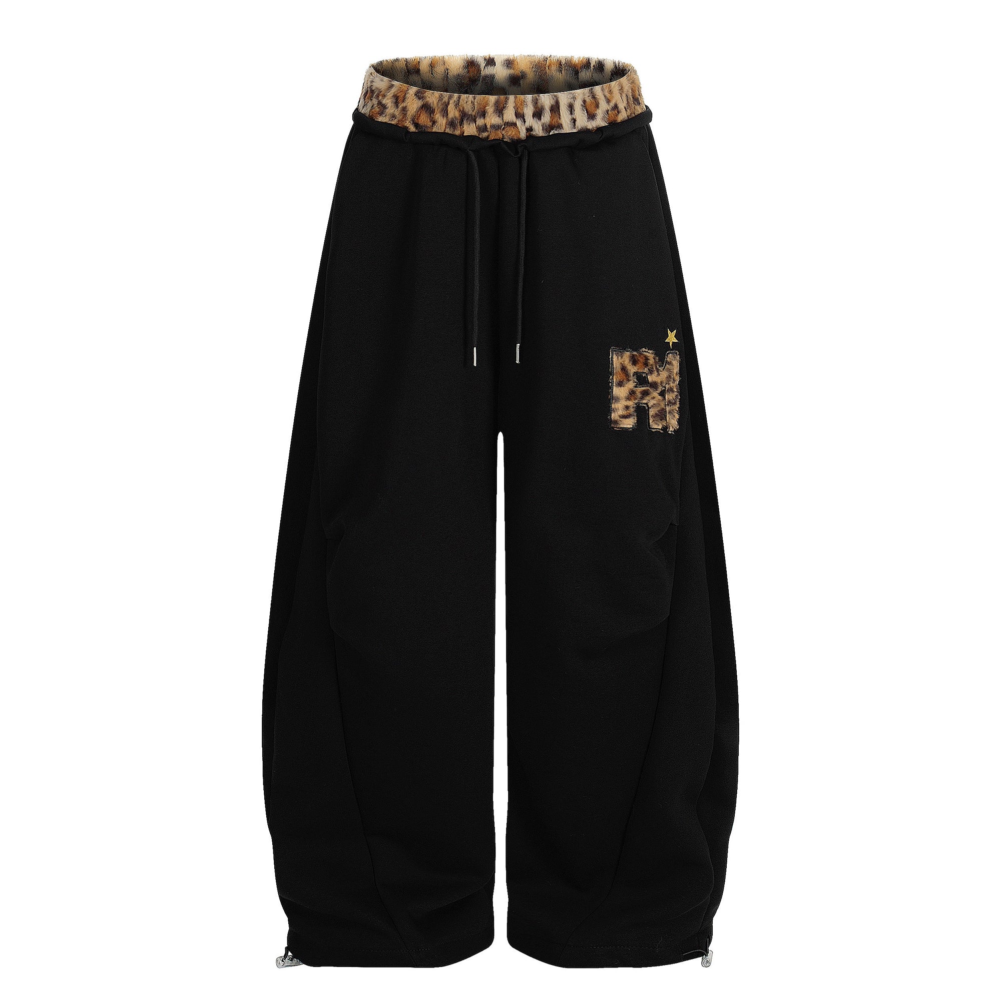 BLACKLISTS BAGGY LEOPARD PATCHWORK SWEATPANTS