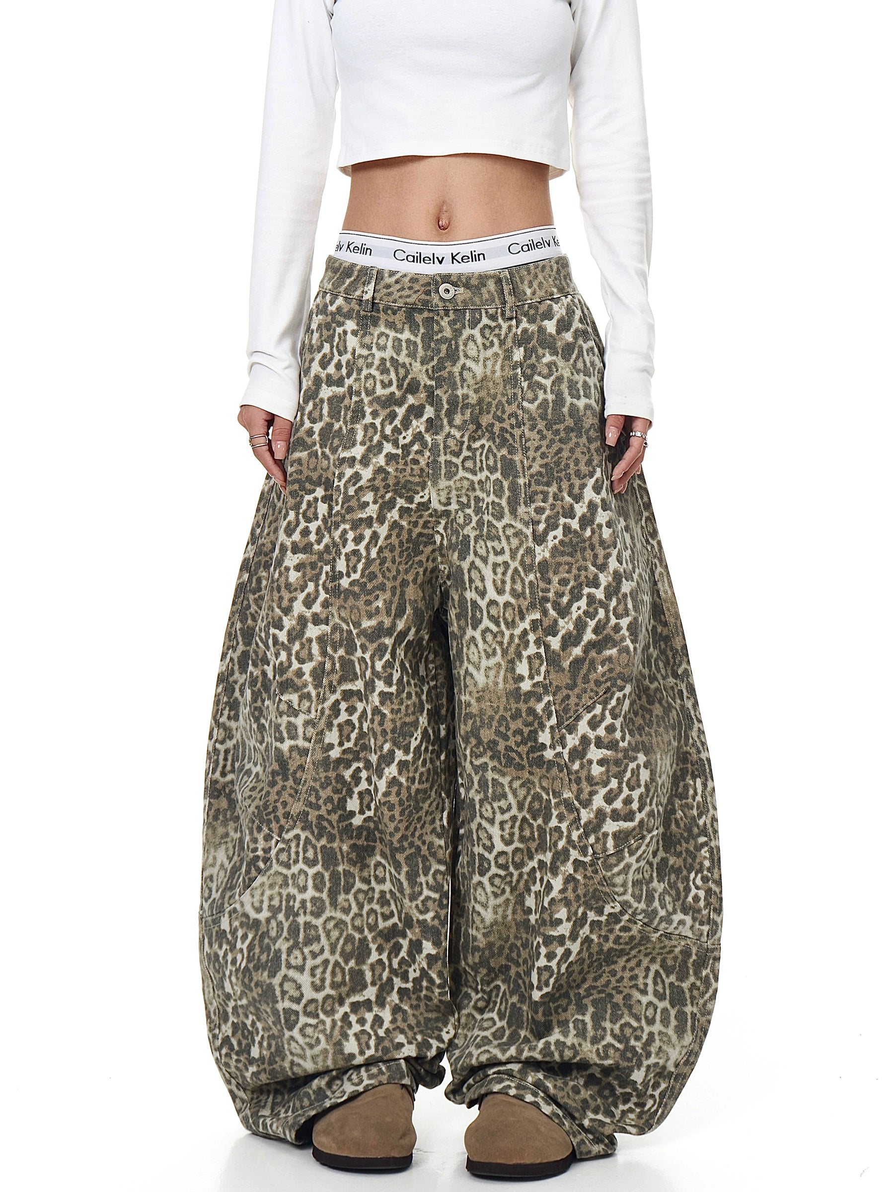 BLACKLISTS VINTAGE LEOPARD BAGGY JEANS