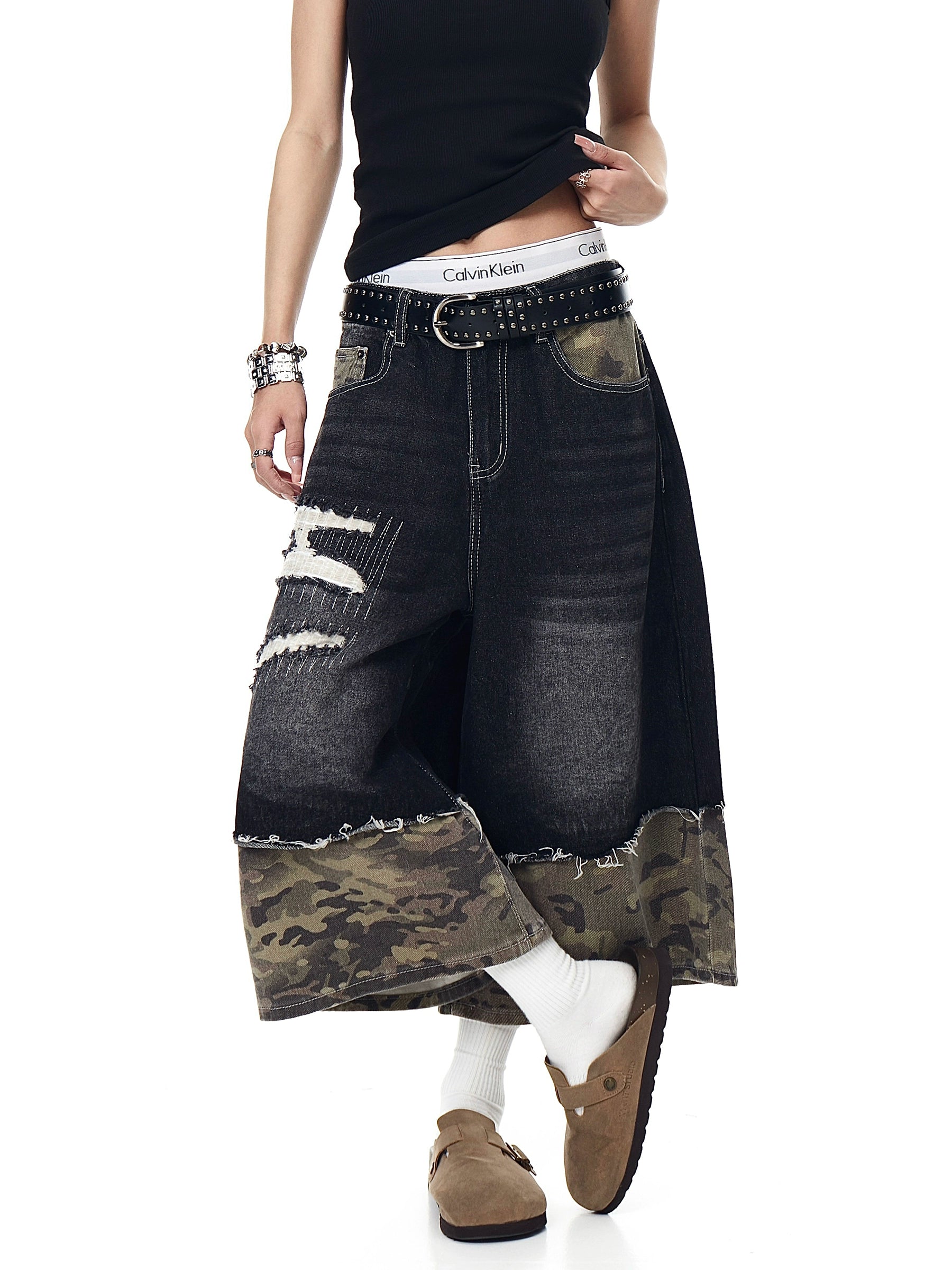 BLACKLISTS BAGGY RETRO STICH CAMO SHORTS
