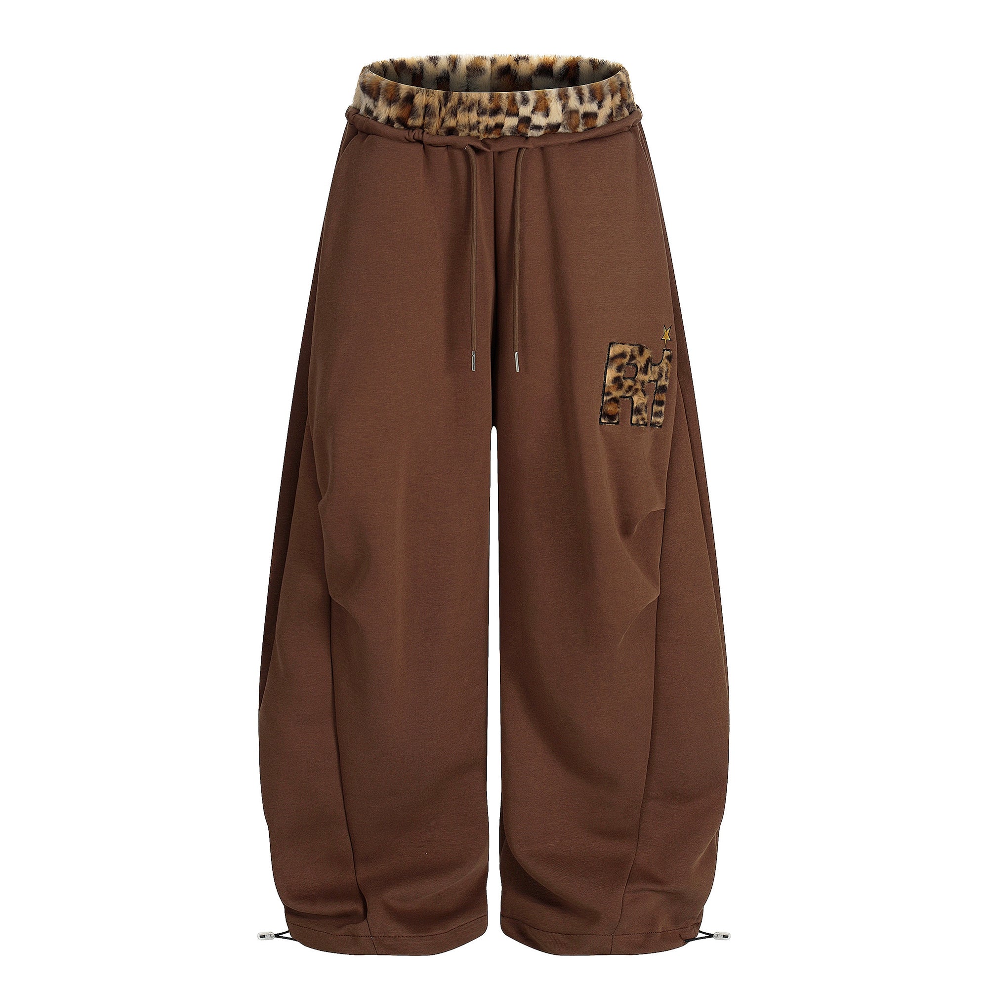 BLACKLISTS BAGGY LEOPARD PATCHWORK SWEATPANTS